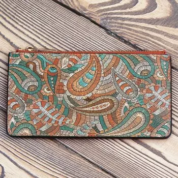 Картхолдер с отделом на молнии, 5 карманов для карт, цвет рыжий 14.8х9.5х1.5см