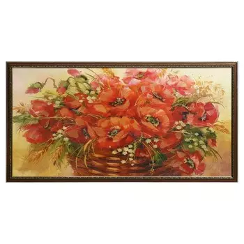 Картина "Букет маков" 50х100(55х104) см