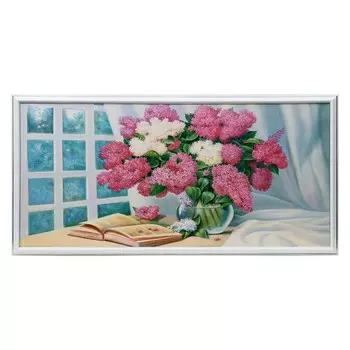 Картина "Букет на окне" 33х70 (36*73) см