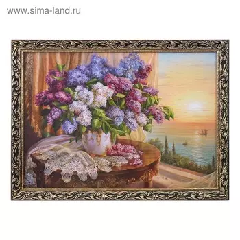 Картина "Букет сирени на столе" 57х77см