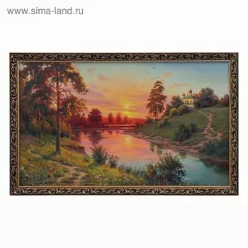 Картина "Часовня у реки" 68х108см