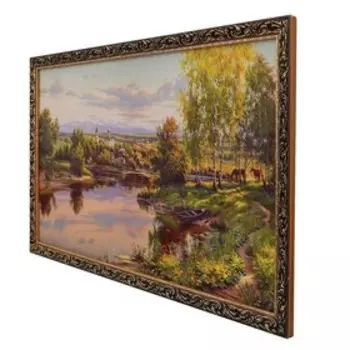 Картина "Часовня у реки" 68х108см