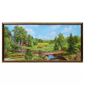 Картина "Деревянный мостик" 33х70 (36х73) см
