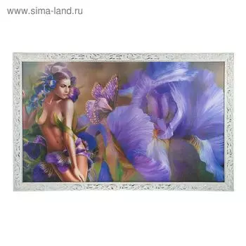 Картина "Девушка с ирисом" 67х107 см рамка микс