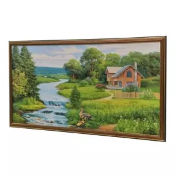 Картина "Домик у речки" 33х70 см