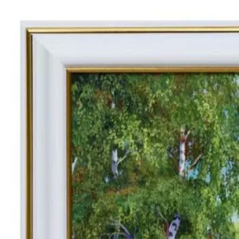 Картина "Храм на берегу лесного озера" 20х30(23х33) см