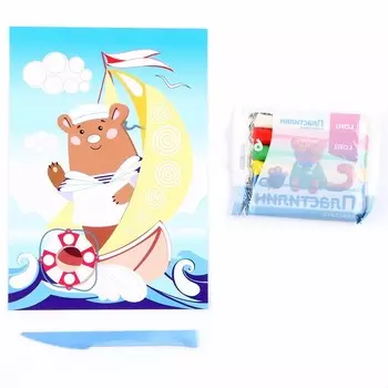 Картина из пластилина «Мишка моряк»