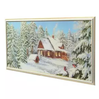 Картина "Избушка в лесу" 36х72 см