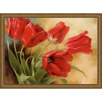 Картина "Красные тюльпаны 2" 50/70 рама 60-V150