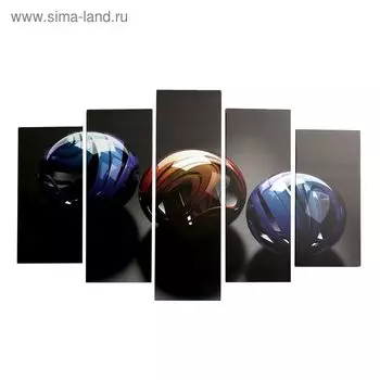 Картина модульная на подрамнике "Абстракция шары" 2-25х52; 2-25х67; 1-25х80см 80*125 см