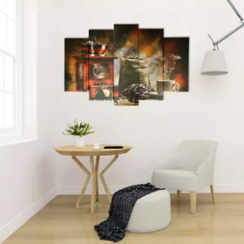 Картина модульная на подрамнике "Аромат кофе" 120х80 см (2-24х53, 2-24х70, 1-24х80)