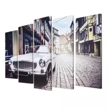 Картина модульная на подрамнике "Белый автомобиль" (2-25х63; 2-25х70; 1-25х80) 125х80см