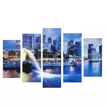 Картина модульная на подрамнике "Фонтан" 2-25*52 см, 2-25*66,5 см, 1-25*80 см 80*140 см