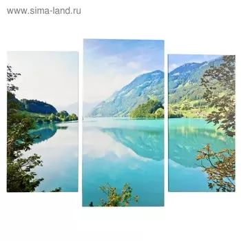 Картина модульная на подрамнике "Горное озеро" (2-25х50, 30х60см) 80х60 см