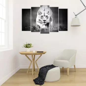 Картина модульная на подрамнике "Львица" (2-25х63; 2-25х70; 1-25х80) 125х80см