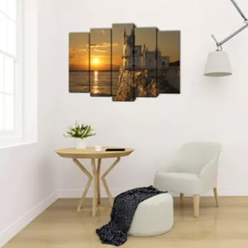 Картина модульная на подрамнике "Ласточкино гнездо" 125х80см (80х25, 2-71х25; 2-63х25)