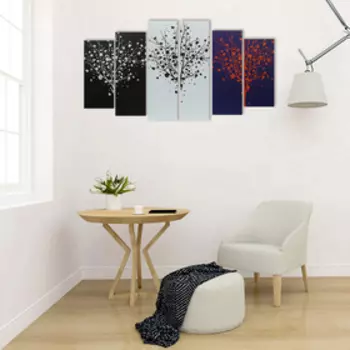 Картина модульная на подрамнике "Разноцветные кусты" 2-25*57,5; 2-25*74,5; 2-25*84 150*84 см