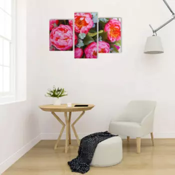 Картина модульная на подрамнике "Шикарные пионы" 99*65 см