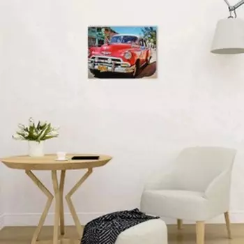 Картина на холсте "Красный ретромобиль" 30х40 см