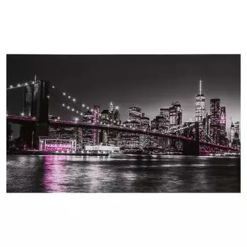 Картина на холсте "Ночной мост" фиолет 60х100 см