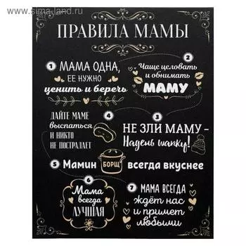 Картина на холсте "Правила мамы" 38х48 см