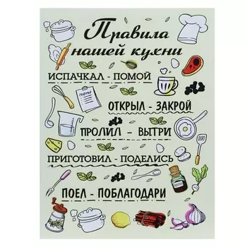 Картина на холсте "Правила нашей кухни" 30*40 см
