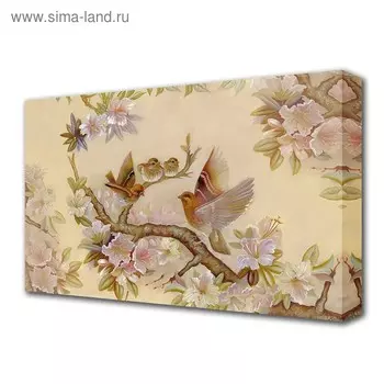 Картина на холсте "Птички на сакуре" 60*100 см