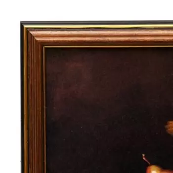 Картина "Натюрморт с корзиной и бокалом" 50х20 см (53х23см)