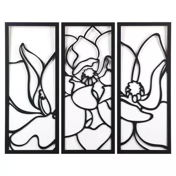 Картина панно "Цветы" 3шт-25*59 см, (75х59см)