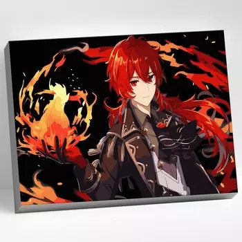 Картина по номерам 30 40 см «Геншин» «Дилюк» 16 цветов