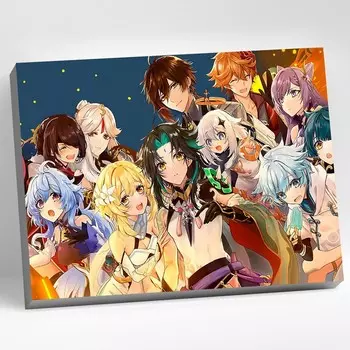 Картина по номерам 30 40 см «Геншин» «Легендарные герои» 34 цвета