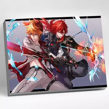 Картина по номерам 30 40 см «Геншин» «Тарталья и Дилюк» 25 цветов