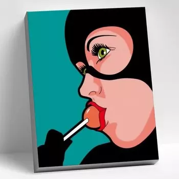 Картина по номерам 40 50 см «Девушка с чупа чупсом» 8 цветов