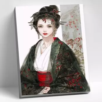 Картина по номерам 40 50 см «Гейша» 24 цвета