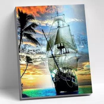 Картина по номерам 40 50 см «Парусник» 27 цветов