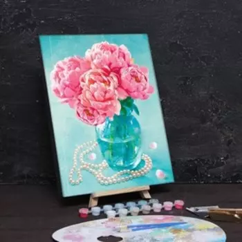 Картина по номерам без подрамника «Пионы в вазе» с фольгой, 30х40 см