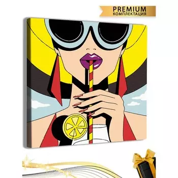 Картина по номерам «Девушка с коктейлем» холст на подрамнике, 40 40 см