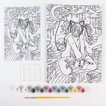 Картина по номерам для малышей «Лунный блюз» Аниме