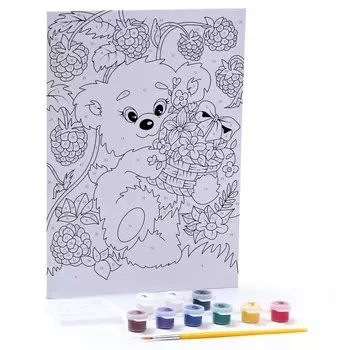 Картина по номерам для малышей «Мишка-сладкоежка»