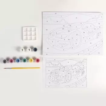 Картина по номерам для малышей «Транспорт» «Гоночная машина» размер — 28,5 18,5 см