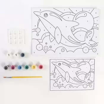 Картина по номерам для малышей «Весёлые картинки» «Радостный дельфин»