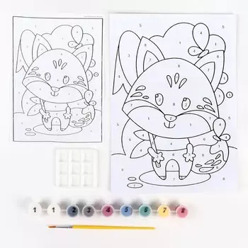 Картина по номерам для малышей «Весёлые картинки» «Красная лисичка»