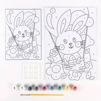 Картина по номерам для малышей «Весёлые картинки» «Зайчик-путешественник»