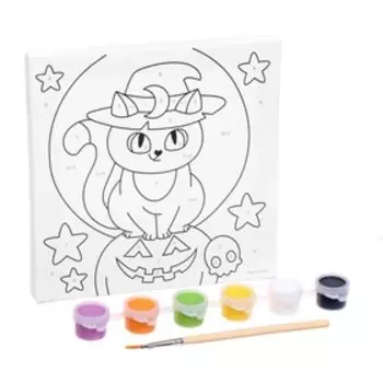 Картина по номерам для детей «Кошечка под луной», 15 х 15 см