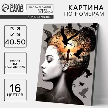 Картина по номерам на холсте с подрамником «Задумчивая девушка» 4050 см