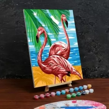 Картина по номерам на холсте с подрамником «Фламинго» 30×40 см