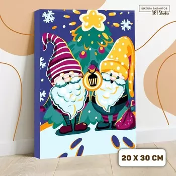 Картина по номерам на холсте с подрамником «Гномики» 20×30 см