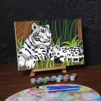 Картина по номерам на холсте с подрамником «Снежный барс» 20х30 см