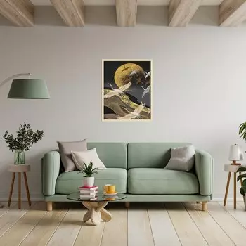 Картина по номерам с поталью 40 50 см «Полёт журавлей» 10 цветов