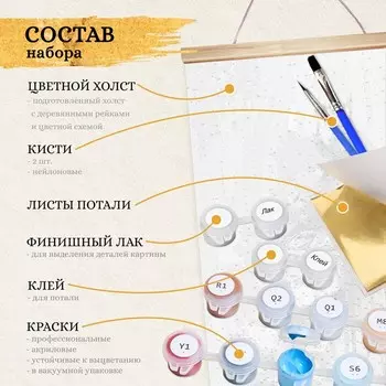 Картина по номерам с поталью, панно «Ирисы» 26 цветов, 35 88 см